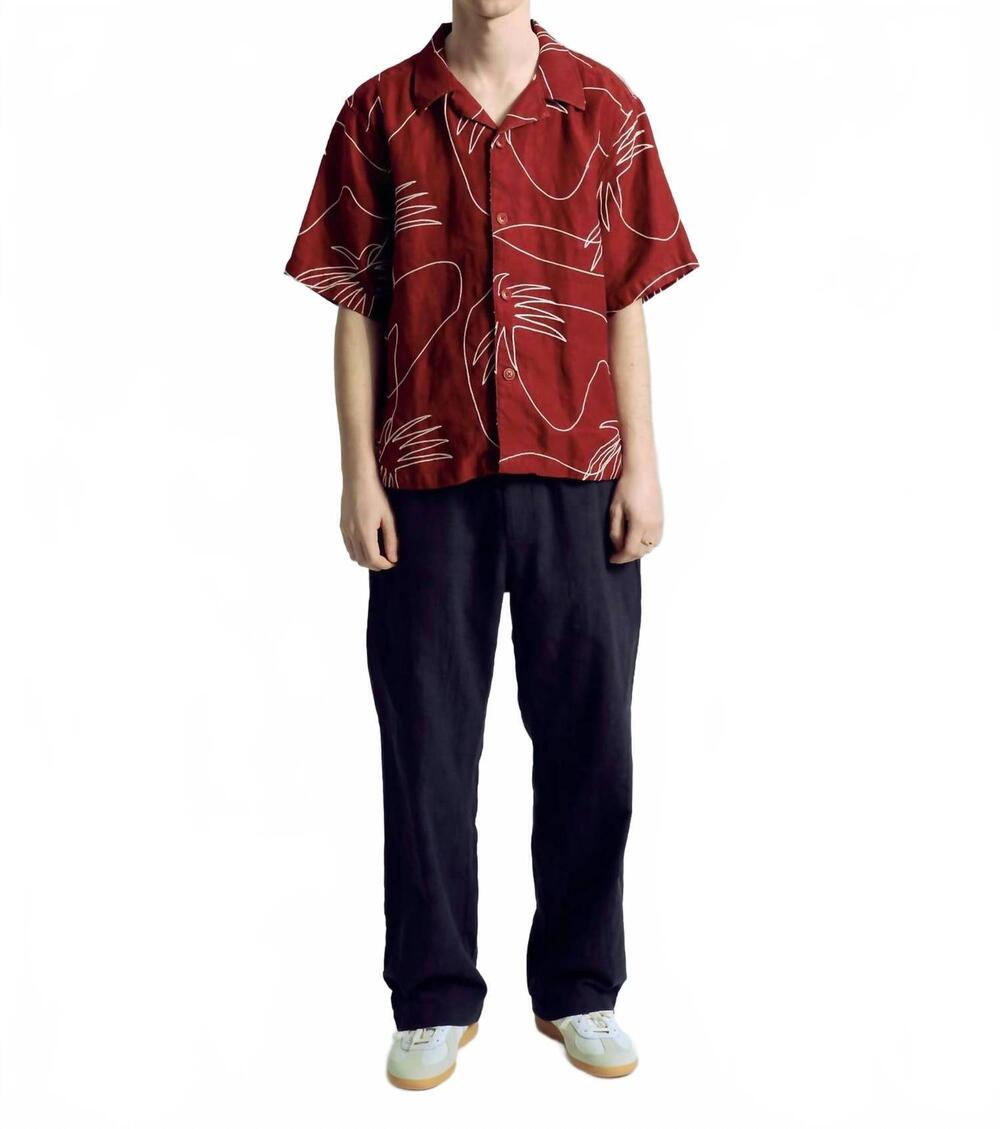 NEW FAR AFIELD veloso palms button down shirt in red